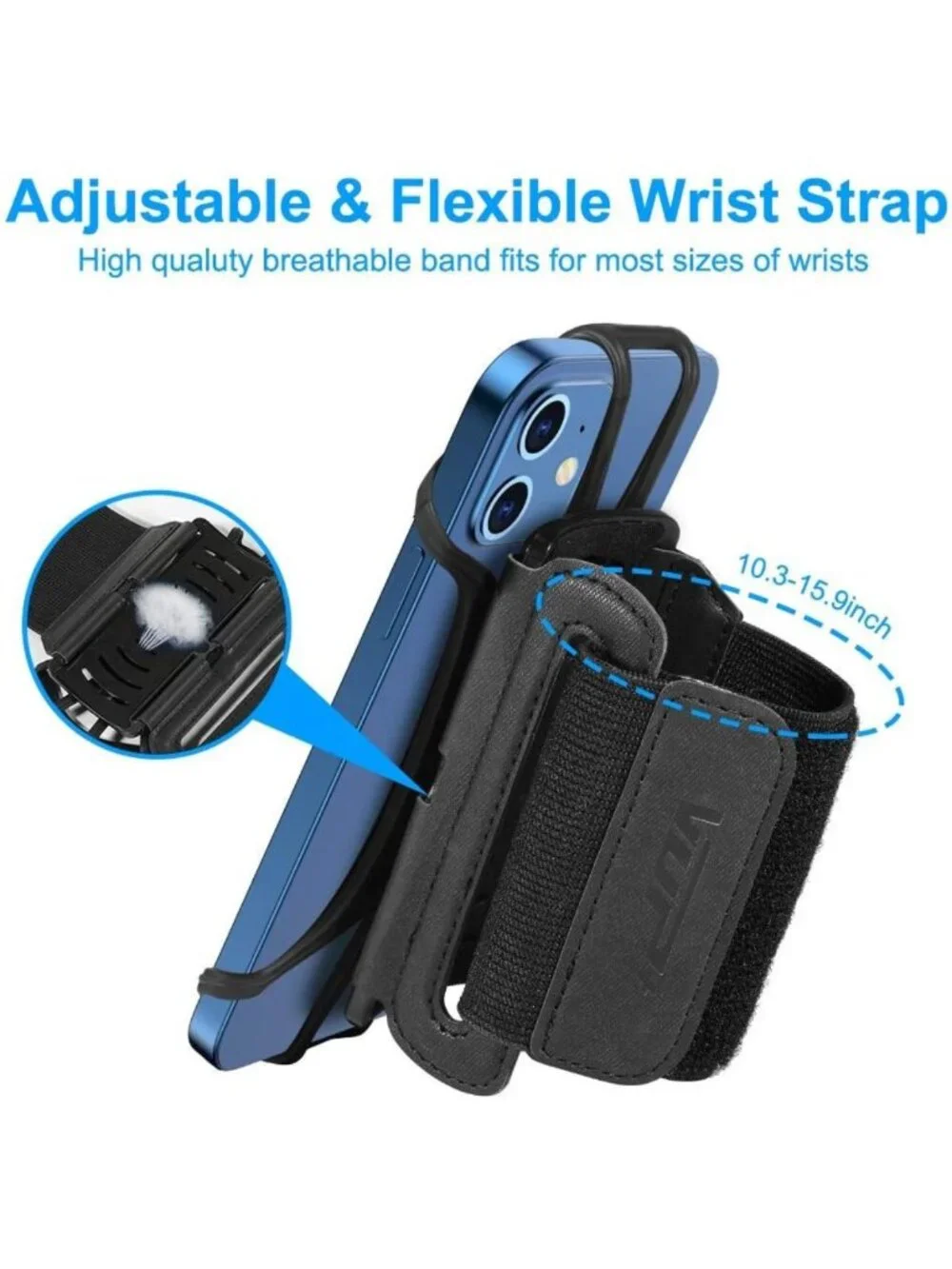 360° Rotatable Wristband Phone Holder for Running, Fits 4-6.7